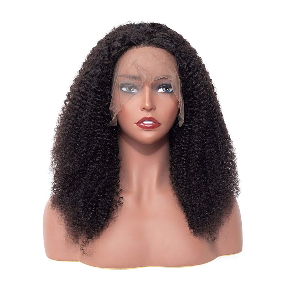 ALI BFF Brazilian Kinky Curly Virgin Human Hair Lace Front Wigs Knots Bleached Hair Jerry Curl Afro Wigs Pre-Plucked with Baby Hair Natural Hairline for African American Women (20 inch)
