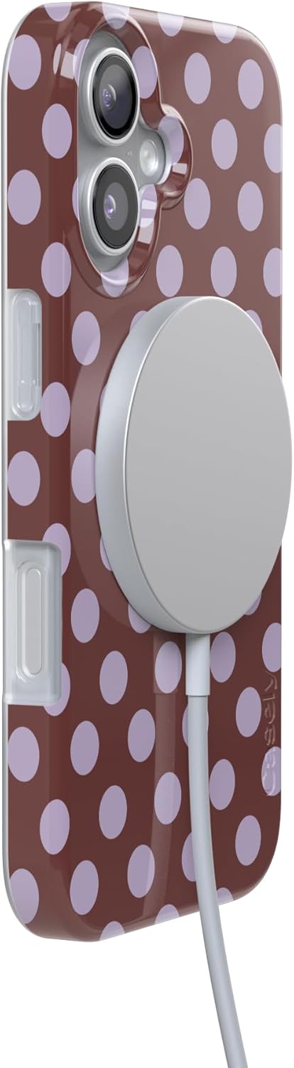Casely iPhone 17 Case | Spotted in SoHo | Burgundy Polka Dot | Compatible with MagSafe | Classic Ultra Slim Design
