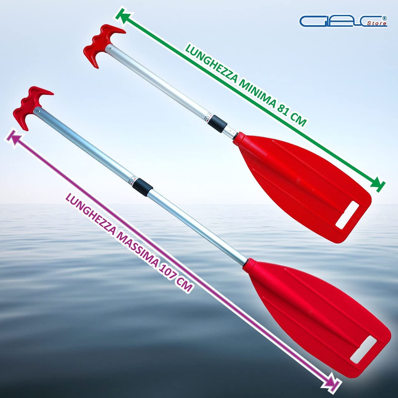Pagaia Telescopica Portatile con Sacca Lega Leggera di Alluminio ABS da 81 cm a 107 cm Canoa Kayak SUP Gommone