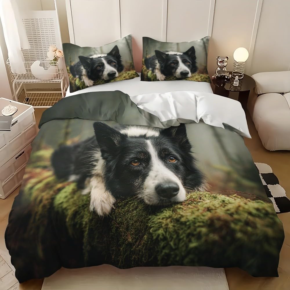 Zestaw pościeli z nadrukiem 3D z psem, 180 x 200 cm, dla dzieci i dorosłych