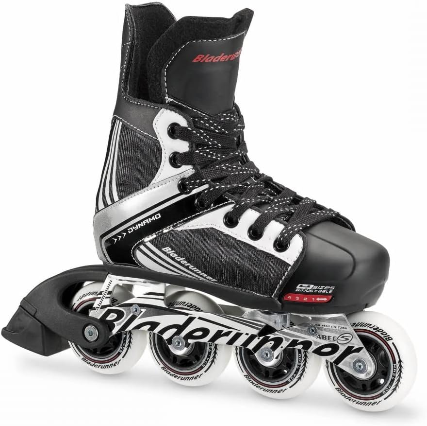 Bladerunner by Rollerblade Dynamo Jr Size Adjustable Hockey Inline Skate, Black and Red, Inline Skates