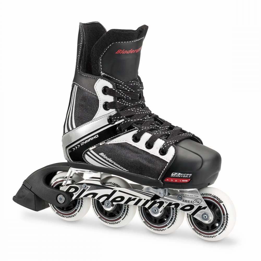 Rollerblade Bladerunner Dynamo Jr Size Adjustable Hockey Inline Skate, Black and Red, Inline Skates
