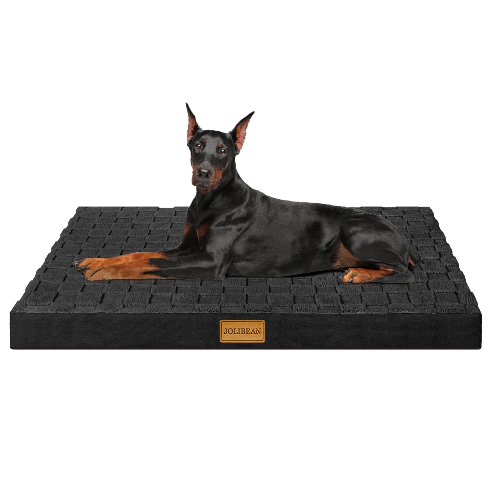 Cama Perro Extra Grande Ortopédica, Colchoneta Perro de diseño a Cuadros, Sofá Perro con Espuma De Caja De Huevos, Impermeable Lavable Desenfundable, 142x102cm, Negro