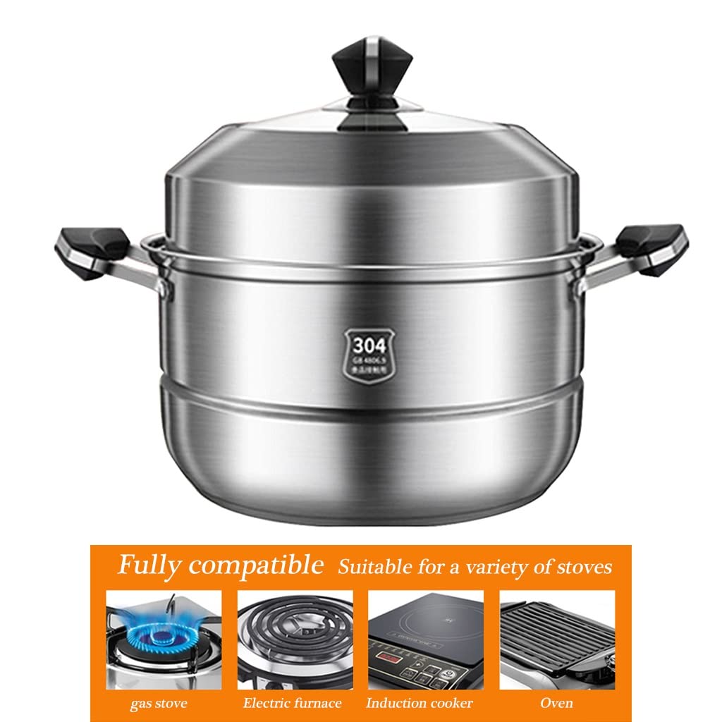 Marmite Soupe Inox 50L Avec Couvercle & Panier Vapeur/Friture – Grande Casserole 50 Litres Induction Gaz Électrique, Usage Famille & Pro