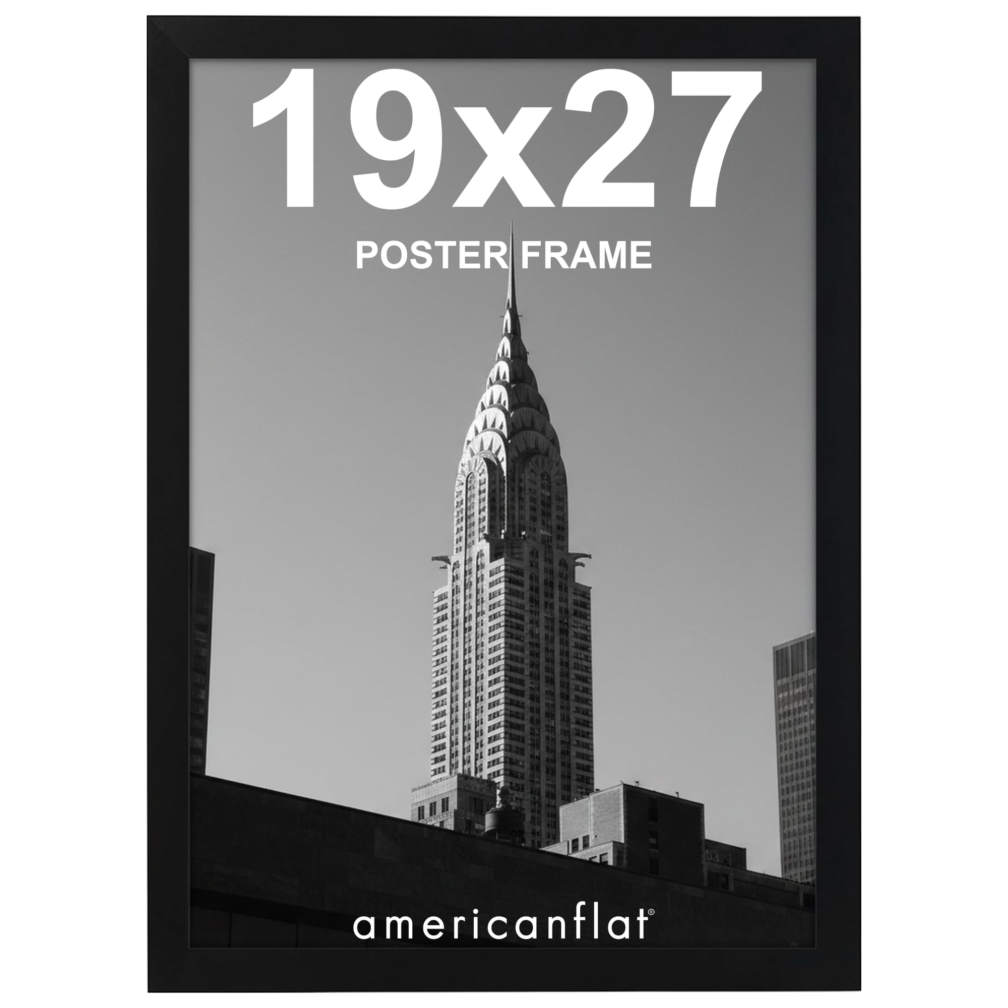 Americanflat Cornice per poster 19x27 in nero - Legno composito con plexiglass lucido - Formati orizzontali e verticali per parete con accessori per appendere inclusi