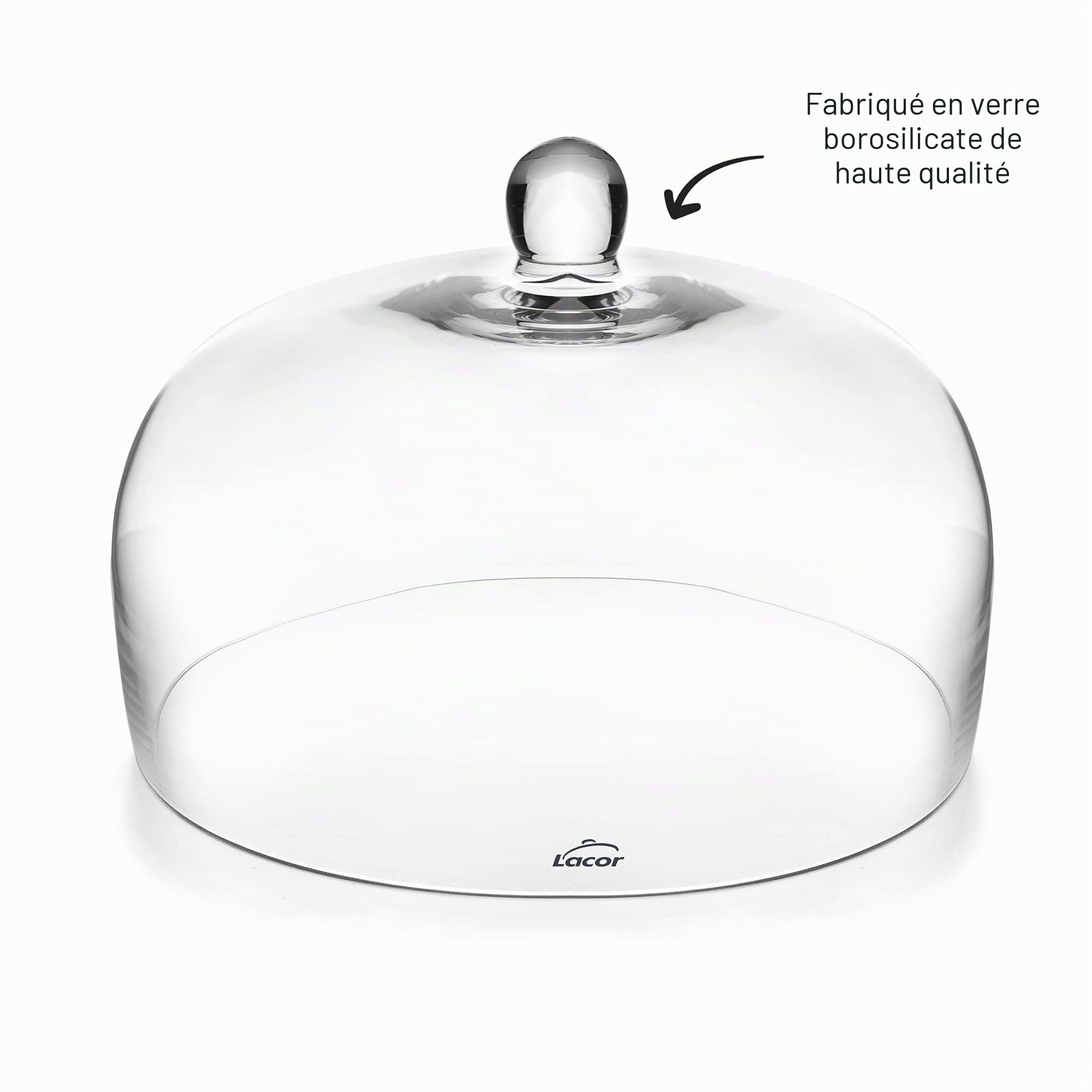 LACOR 61809 Cloche de Protection, idéale pour Conserver et présenter des Aliments, Verre Borosilicate très résistant, Ø29 cm, Hauteur 15 cm