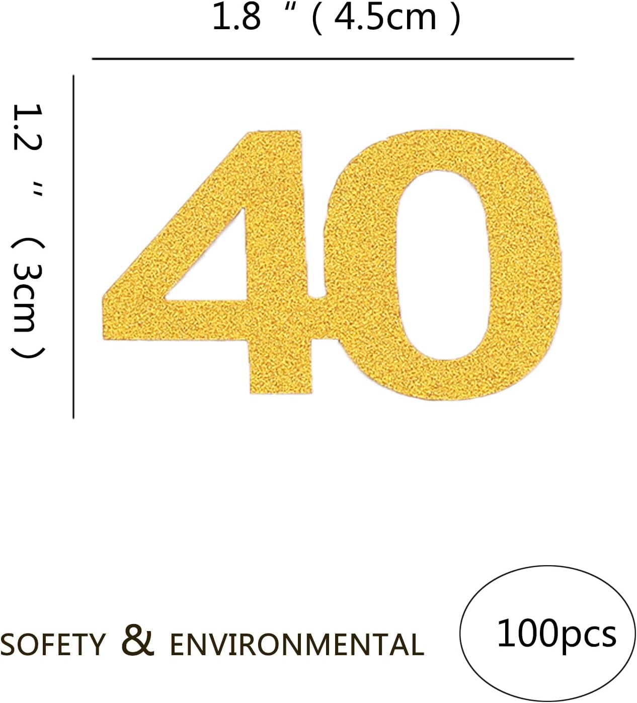 40th Happy Birthday Confetti Decorations - Gold Glitter Number 40 Party Decorations, Wedding Anniversary Party Table Decorations