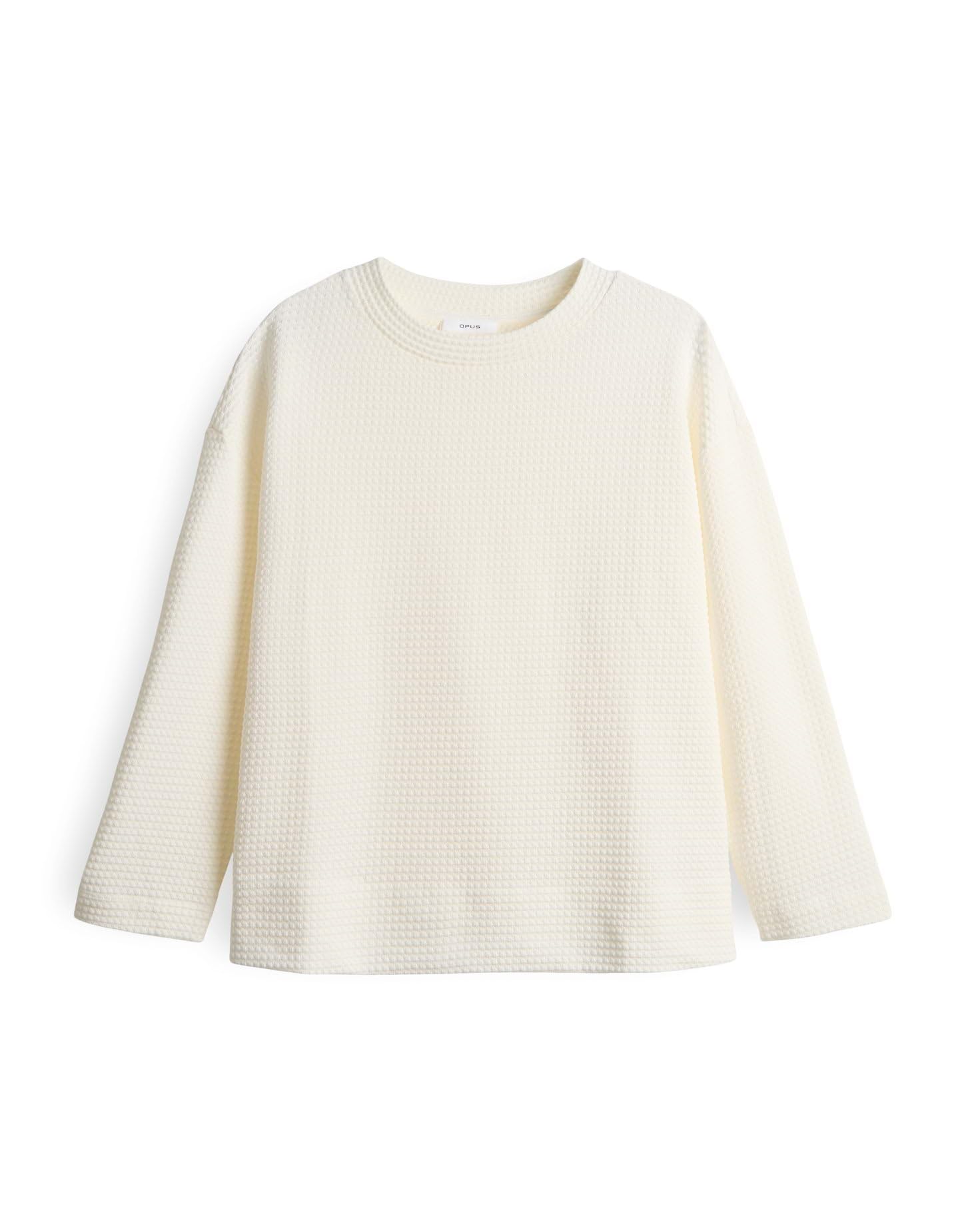 OPUS Damen Sweatshirt | GELIX Regular Sweatshirt mit zweifarbiger Struktur Milk, 44