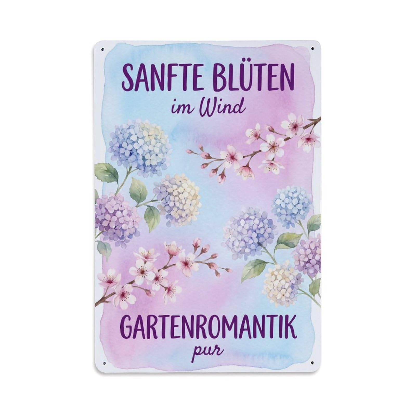 Vintage Funny Garden Soft Blooms Rustic Gate Graceful Metal Tin Sign