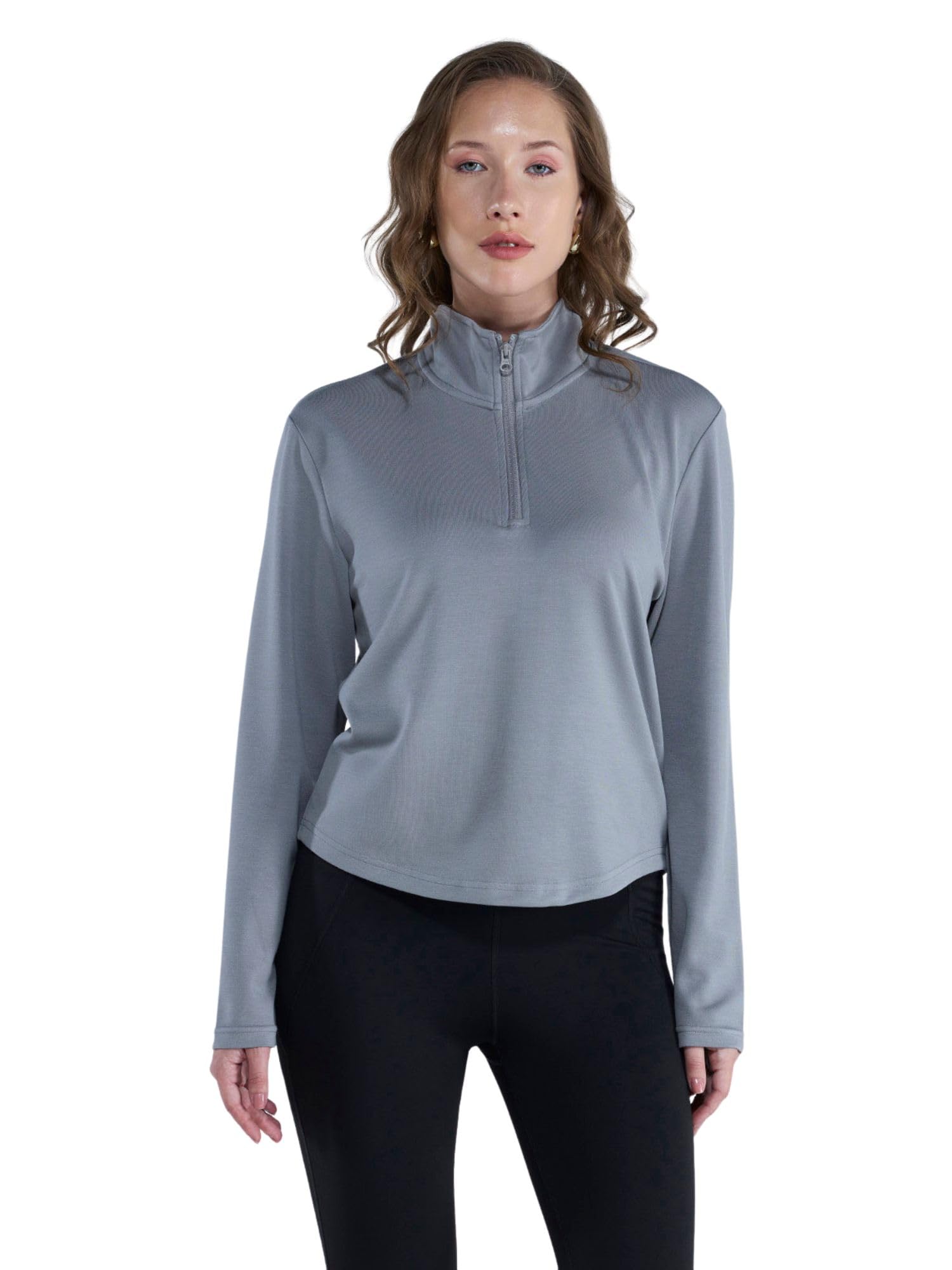 cava Adaptive Half Zip Womens Sweatshirt | Soft Modal Fabric | Moisture-Wicking 4-Way Stretch Funnel Neck Athleisure Pullover-picture-11