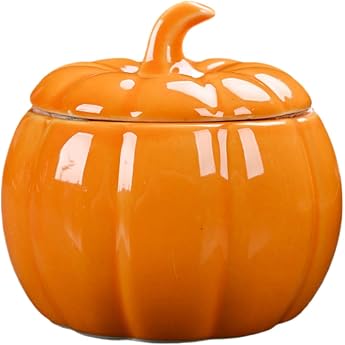 Ceramic Pumpkin Storage Jar - Pumpkin Candy Glass for Thanksgiving Halloween - Tea Canister Pumpkin Decoration Coffee Jar Storage Jar with Lid for Food Tea Coffee Beans - Sweets Durable