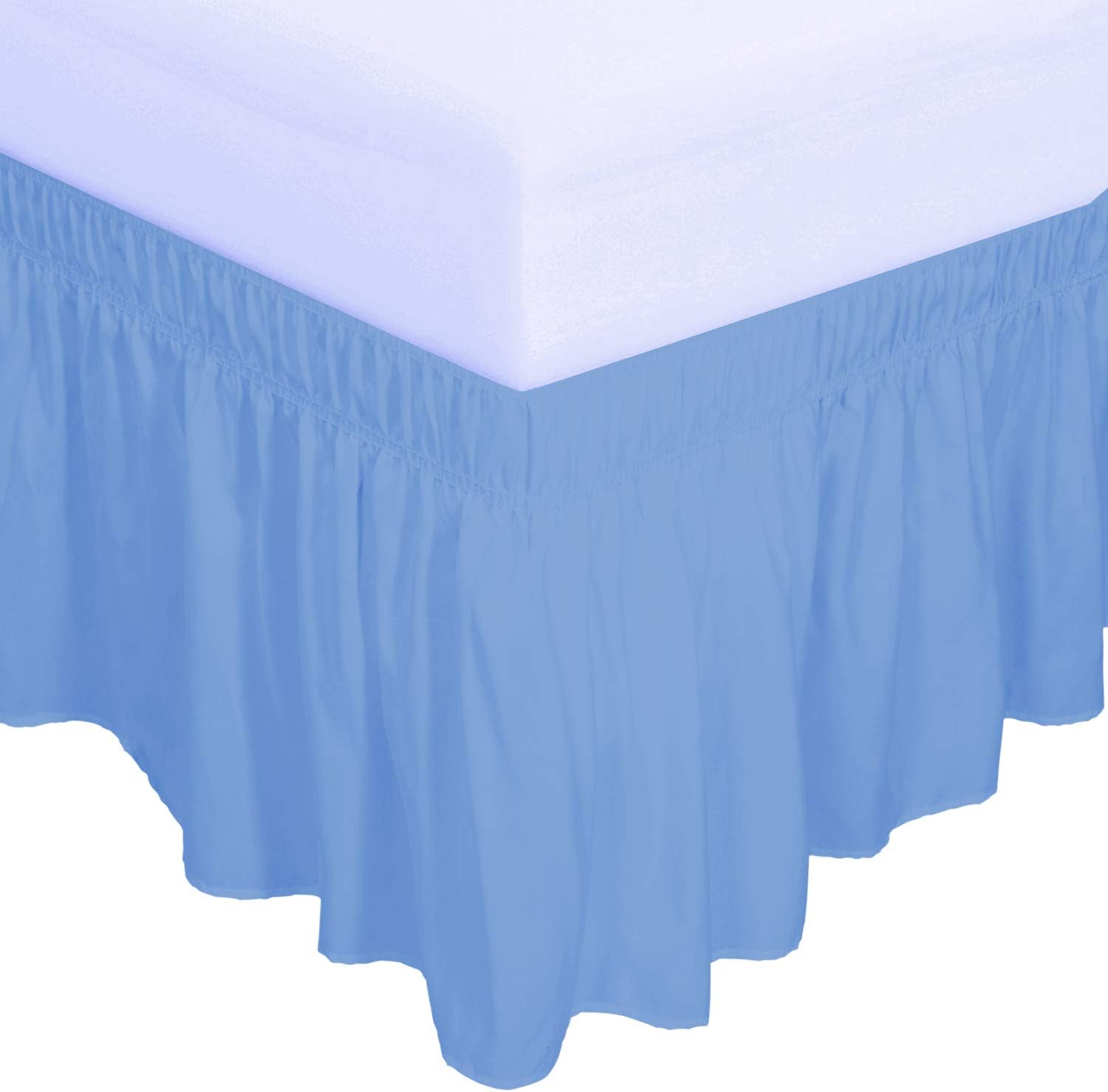 PureFit Wrap Around Ruffled Bed Skirt with Adjustable Elastic Belt - 14 Inch Drop Easy to Put On, Wrinkle Free Bedskirt…