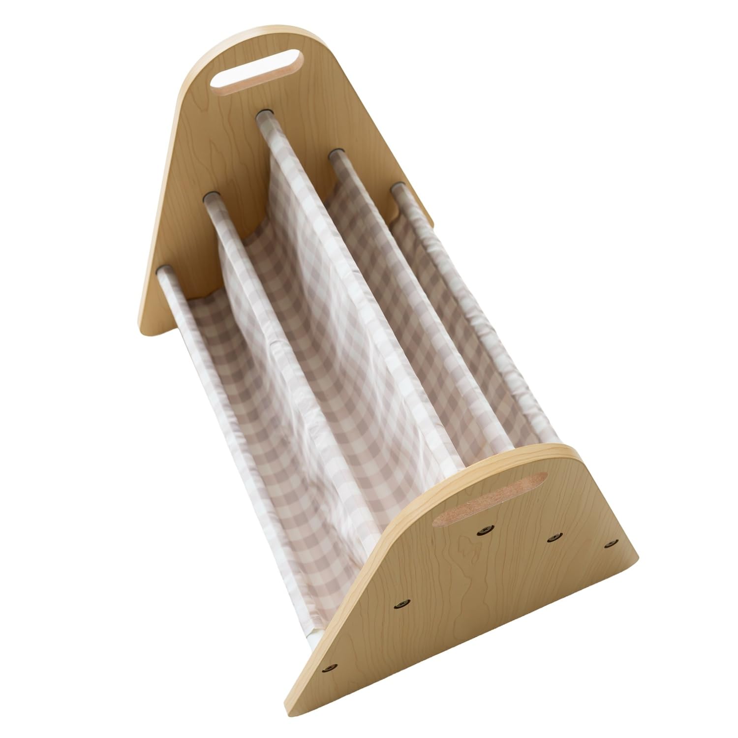 3 Sprouts Bibliothèque Enfant Double Face - Rangement Livre Enfant - Portable Petite Bibliothèque Livre - Étagère Enfant - Bibliothèque Bébé Montessori - Meuble pour Chambre d’Enfant, Vichy Beige