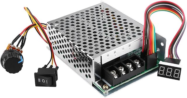 Hilitand DC Motor Speed Controller, Stepper Motor Controller, DC10V to 55V PWM Reversible Motor Controller Switch with Digital Display