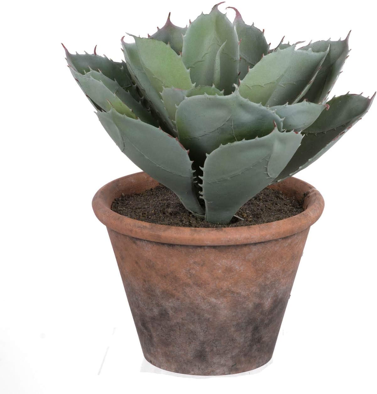 A&B Home 9.5" Potted Plush Cactus - Green, Brown Green/Botanical