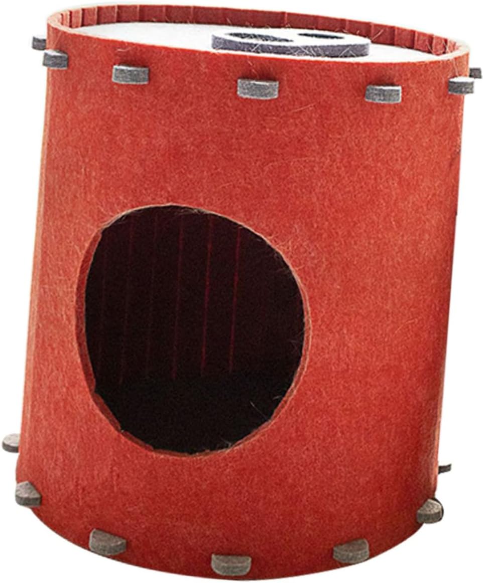 Xmas Felt Cat House Barrel Shaped, Detachable Large Space Nest
