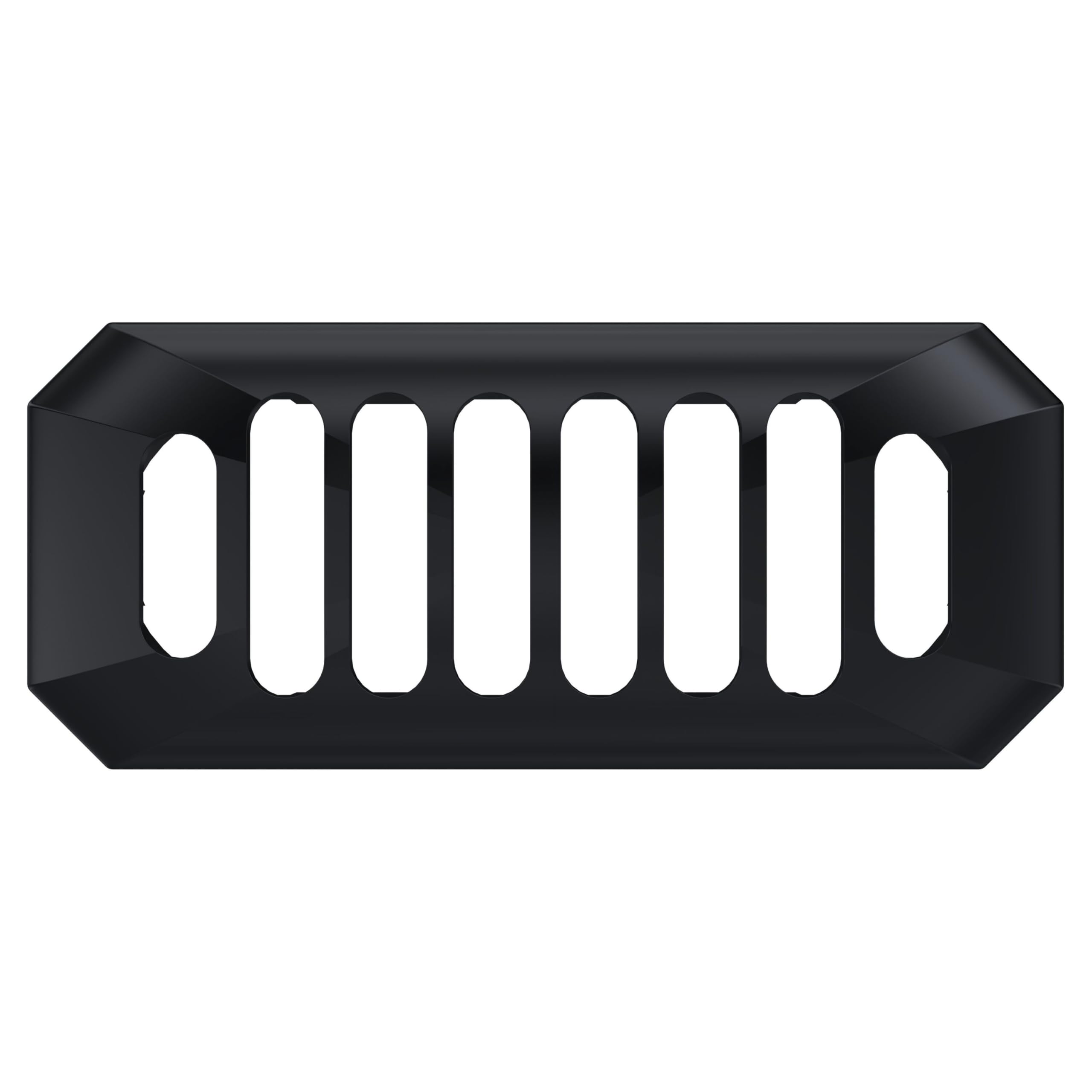 Balterley Sink Overflow Cover, Grill Design Overflow Sink Hole Cover, Basin Over Flow Ring, Over Flow Cap for Basins, Ceramic Accessories for Vanity Basin, Bathroom Sinks - 50 x 26mm (Matt Black)