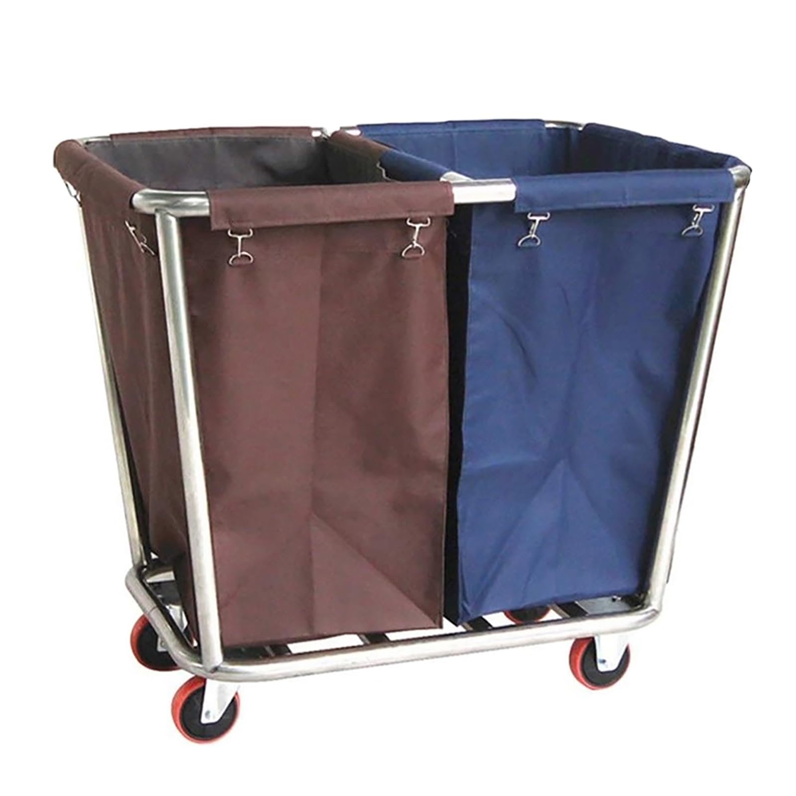 Carro Clasificador de Ropa con Ruedas, Carrito de Lavandería Comercial, Carrito Resistente para Ropa Blanca de Hotel con 2 Bolsas Extraíbles, Estructura de Acero Inoxidable, Capacidad de 200kg/440lb