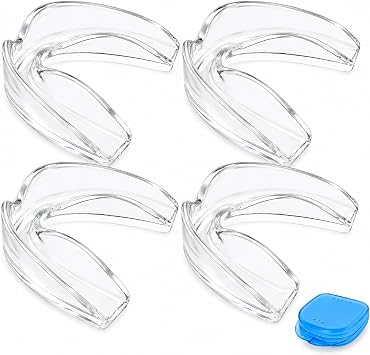 Mouth Guard for Teeth Grinding at Night, Custom Moldable Night Guard for Sleep, Food Grade EVA, BPA Free, Includes Storage Case, Large Size for Adults, 4 Pack