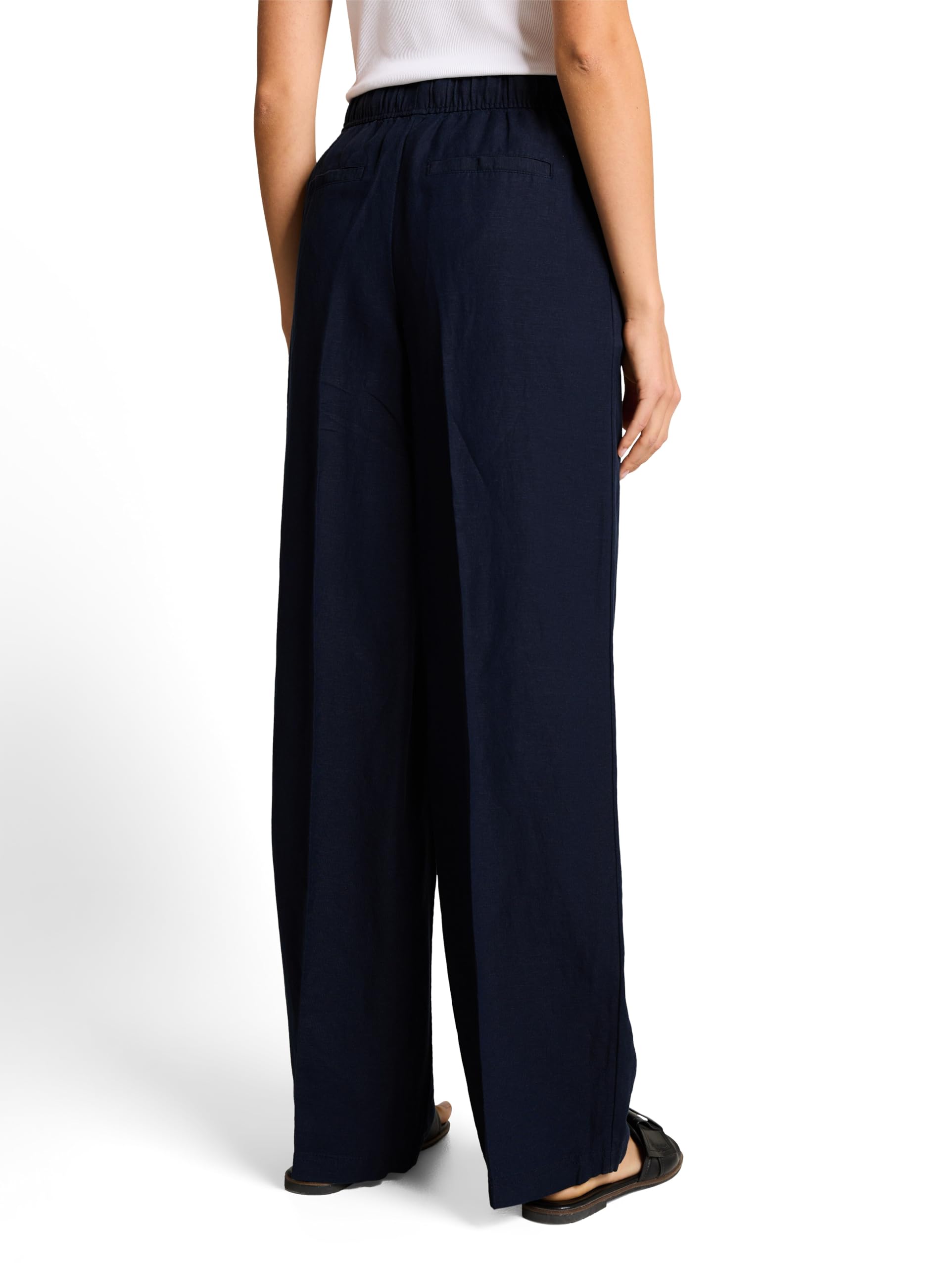 TOM TAILOR Damen Wide Leg Loose Fit Hose mit Leinen
