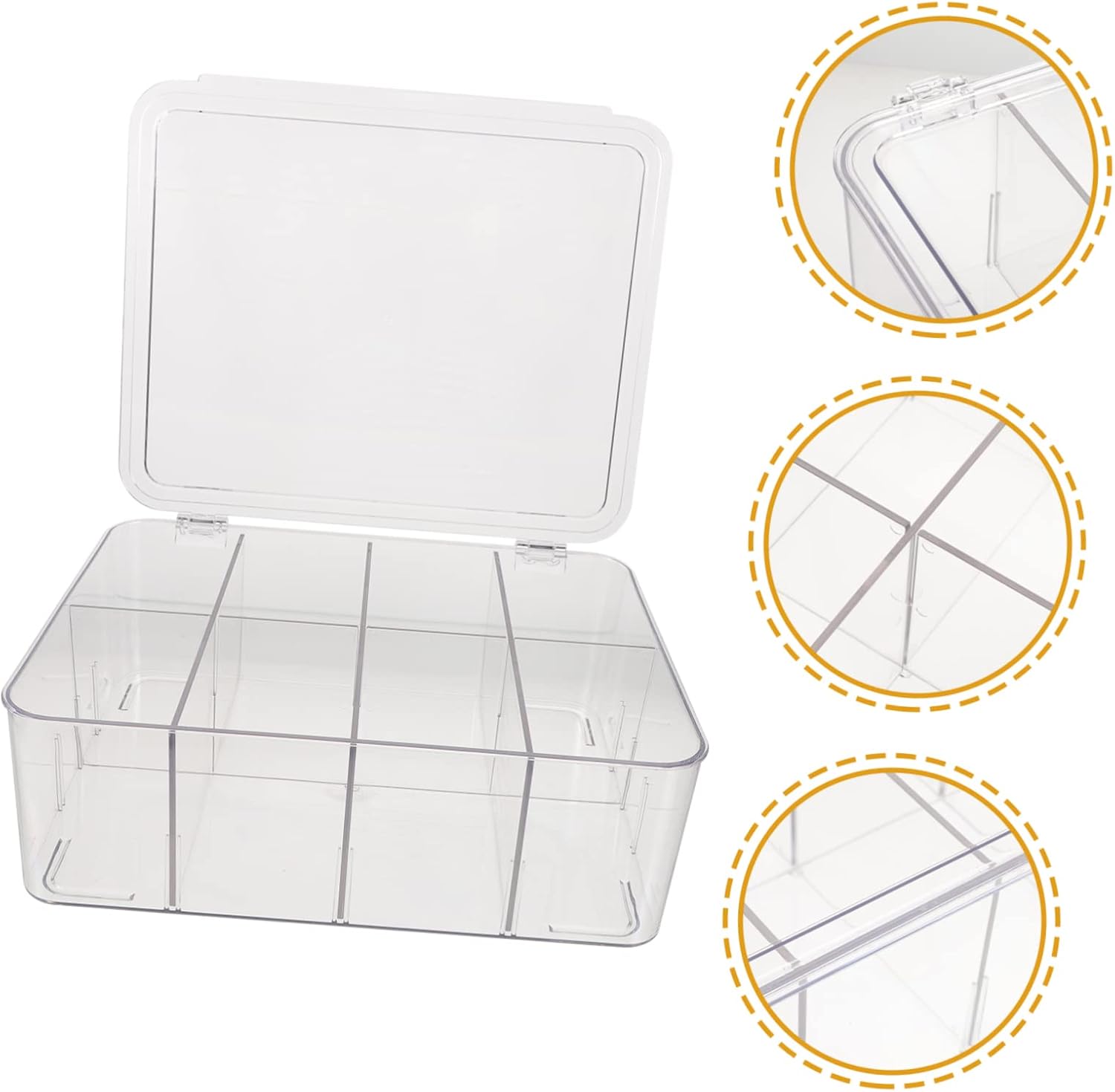 Desktop Tea Bag Organizer with Lid Clear Compartment Storage Box for Tea and Coffee Bags Versatile Organizer for Home Kitchen Office and More