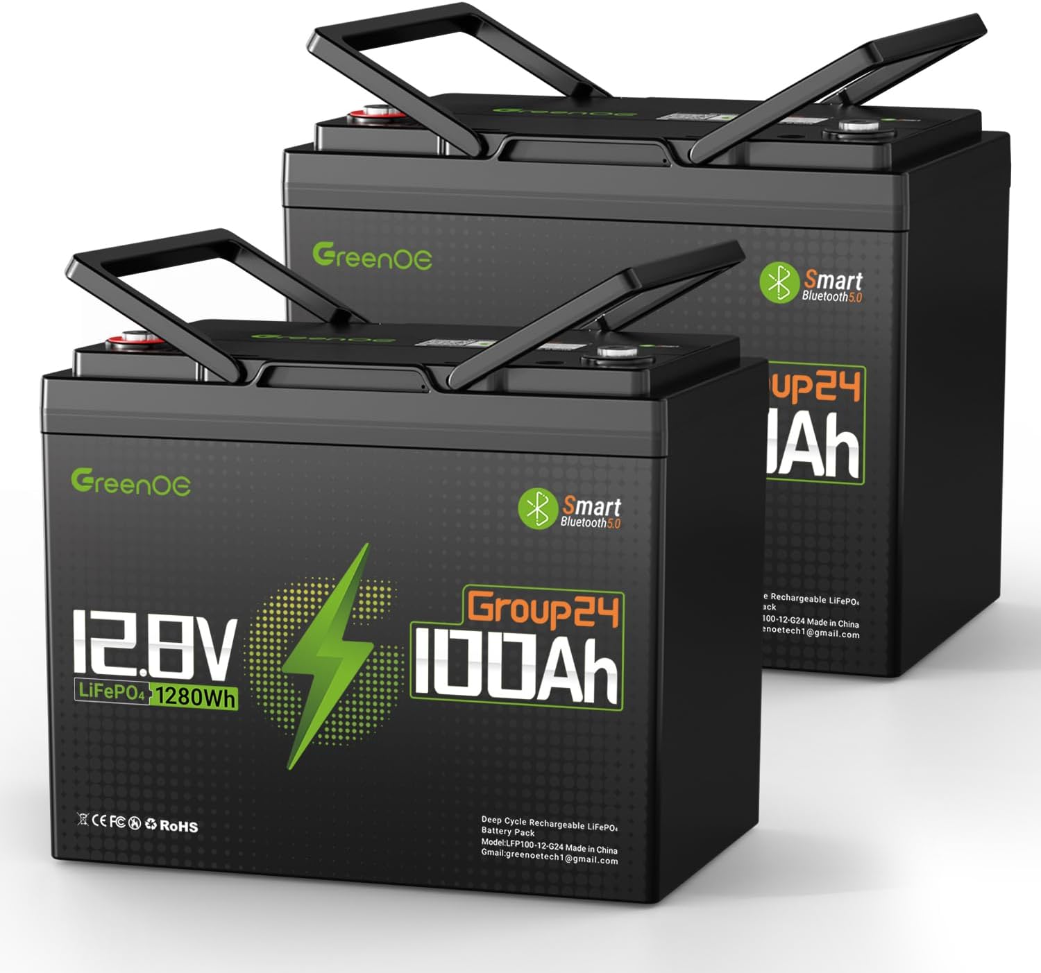 12V100Ah Bluetooth LiFePO4 Battery,15000 Deep Cycles Rechargeable Lithium Battery Prefect for Solar System,Camping,Home Backup,Trolling Motor