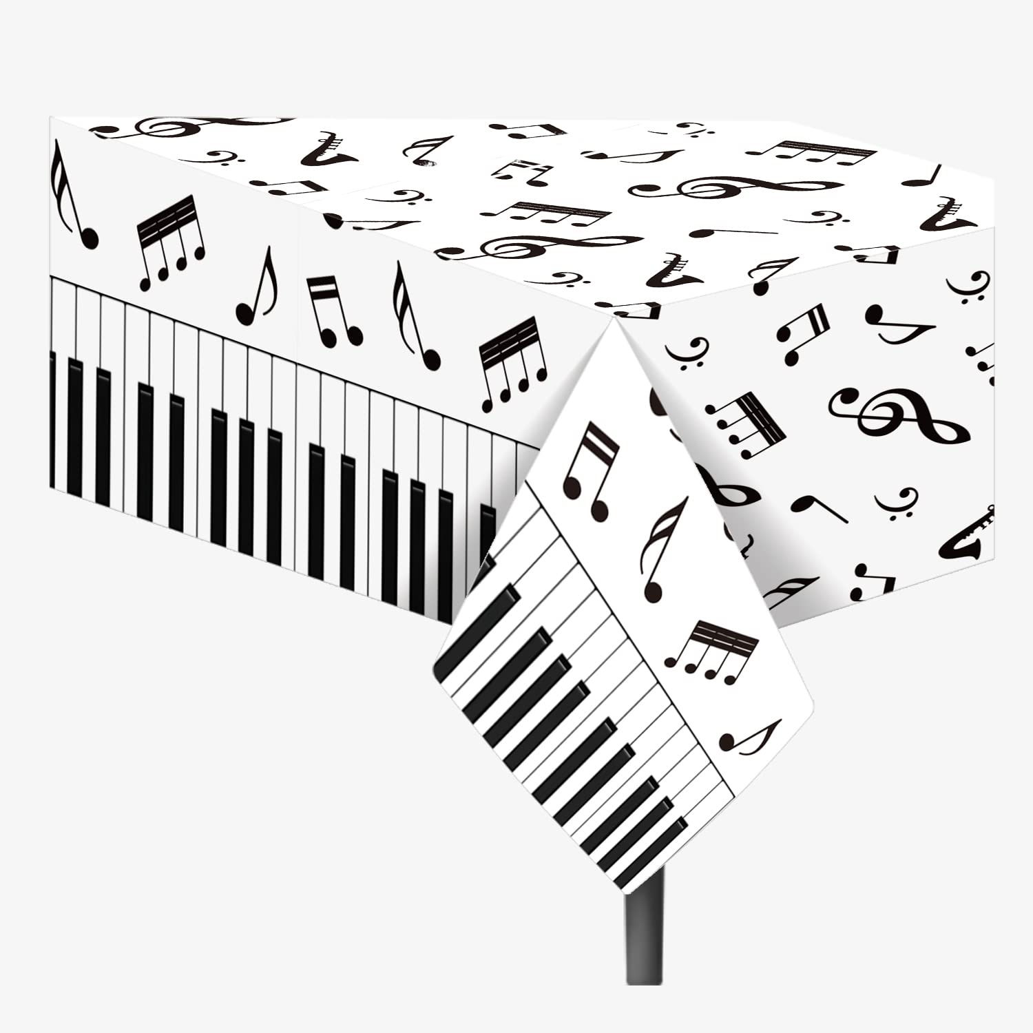 ABAKUHAUS Nota Musicale Tovaglia, Motivi Musicali dettagliata, Rettangolare per Sala da Pranzo e Cucina, 140 cm x 200 cm, Charcoal Grey And White