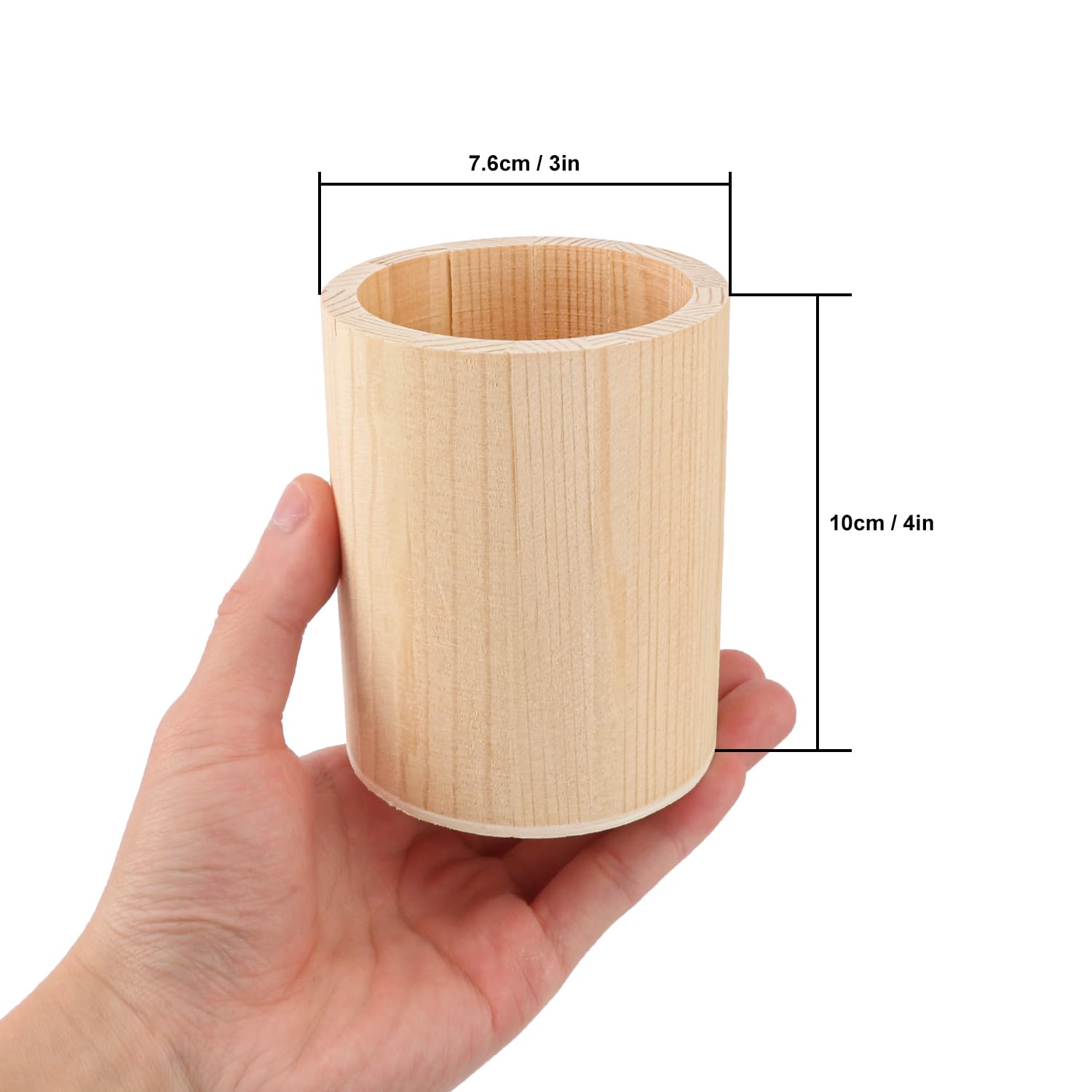 18 Stück runder unlackierter Holz-Bleistifthalter, 7,6 x 7,6 x 10,2 cm, Holz-Bleistiftbecher-Halter, Holz-Bleistiftbecher für Schreibtisch, Büro, DIY-Projekt