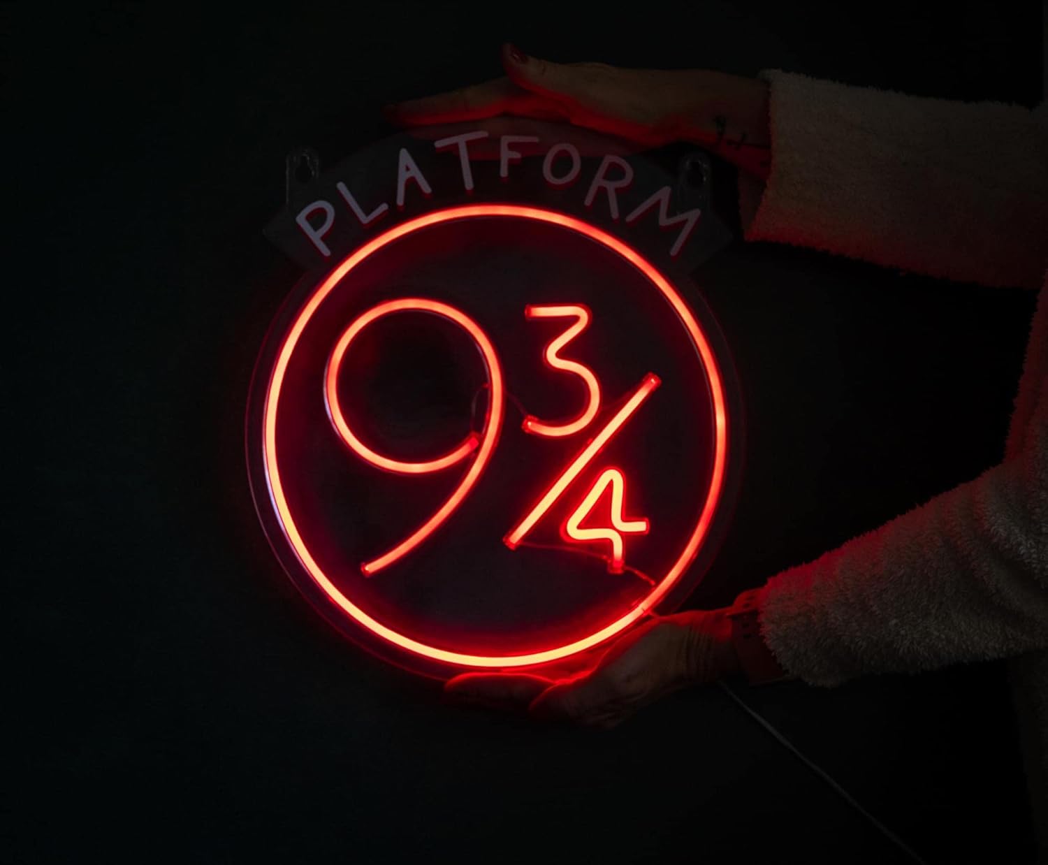 Harry Potter Platform 9 3/4 Hanging LED Neon Wall Light | Ready To Hang Wall Decor Artwork | Wizarding World Mood Light Sign For Bedroom, Living Room | Home Decor Kids Room Essentials | 13 Inches Tall
