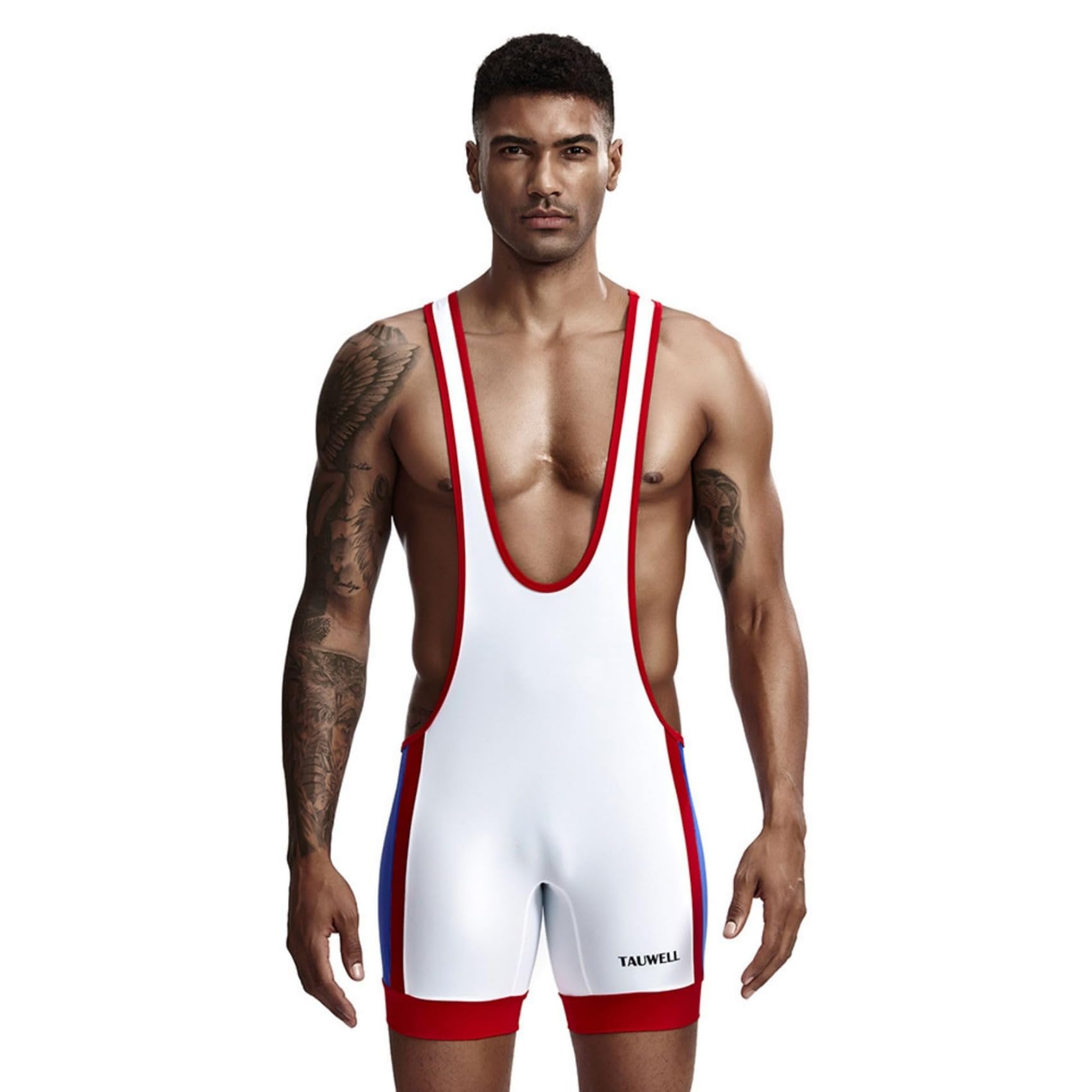 Wayonge - Ultimate Intervention Men's Wrestling Sports Singlet, Men's Sleeveless Sports Jumpsuit, M, Tw9710-blue, M