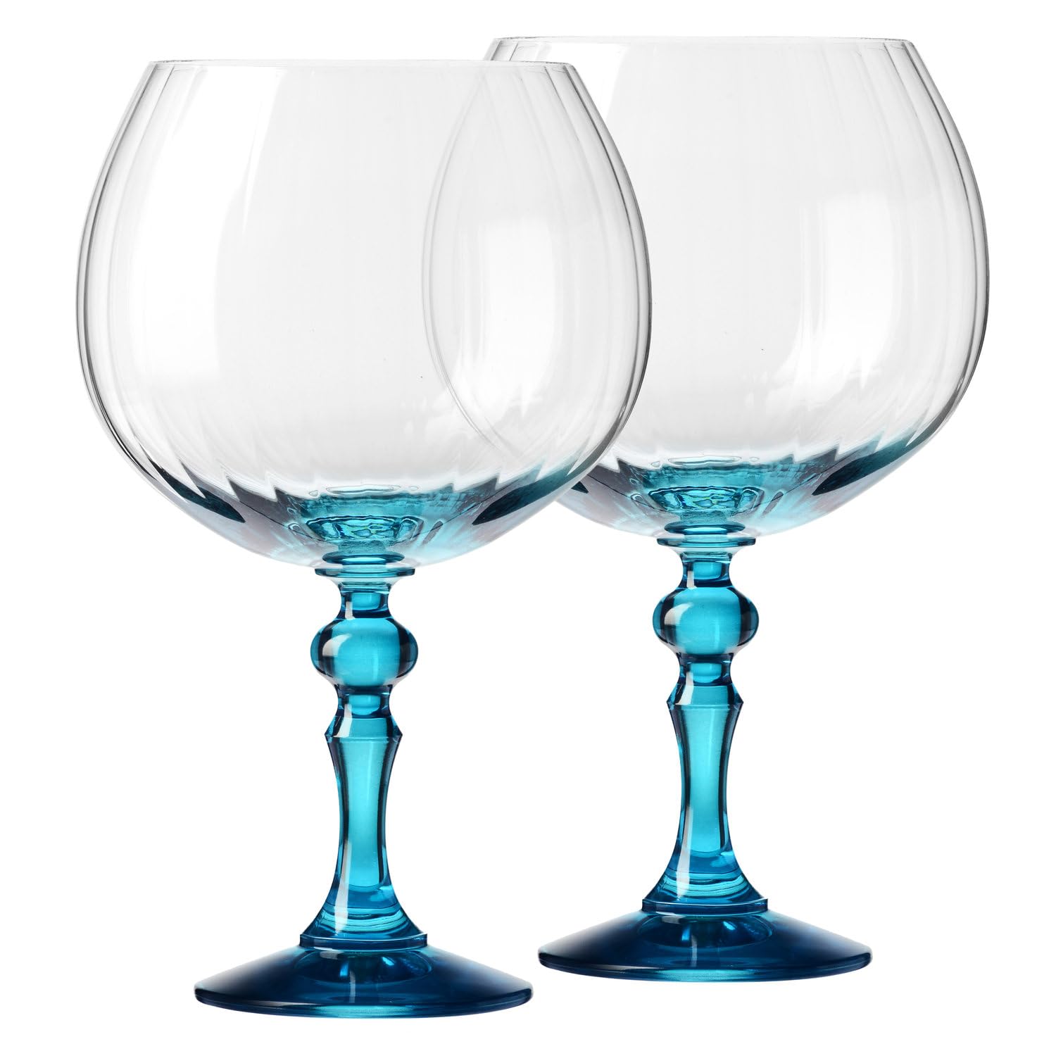 KROSNO Gin Glasses 660 ml with Turquoise Stem, Set of 2 – for Gin & Tonic, Aperol Spritz & Cocktails – Lead-Free – Dishwasher Safe – Bubble Celebration Moments