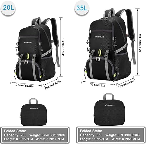 Miniatura 2 de WEREWOLVES Mochila de senderismo ligera de 2035L, mochila ultraligera resistente al agua y plegable para mujeres y hombres