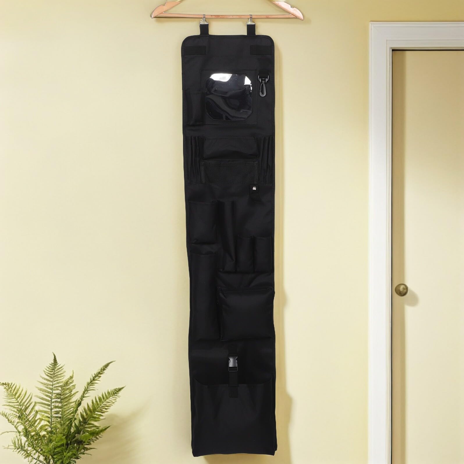Organizador Colgante para Armarios y Puertas Bolsa de Almacenaje con Múltiples Bolsillos Resistente y Ligero para Estudiantes Gimnasio y Oficina Negro