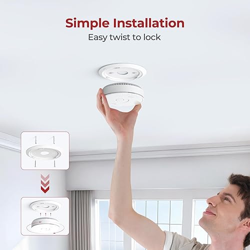 Miniatura 6 de Detectores de humo 10 años sellados funcionan con pilas, UL217-9 alarma de humo con alerta de voz, sensor fotoeléctrico, detectores de humo con