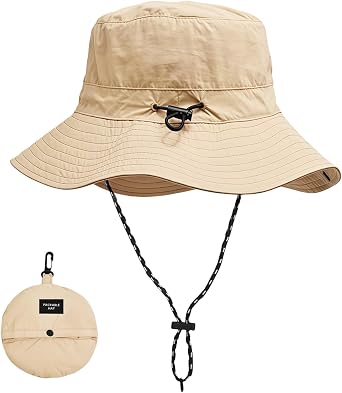 Waterproof Bucket Hat for Men and Women, Foldable Boonie Sun Hat with Wide Brim, UPF 50+ UV, Adjustable Chin Strap, Quick Dry Rain Hat for Fishing, Hiking, Camping, Travel and Outdoor Use