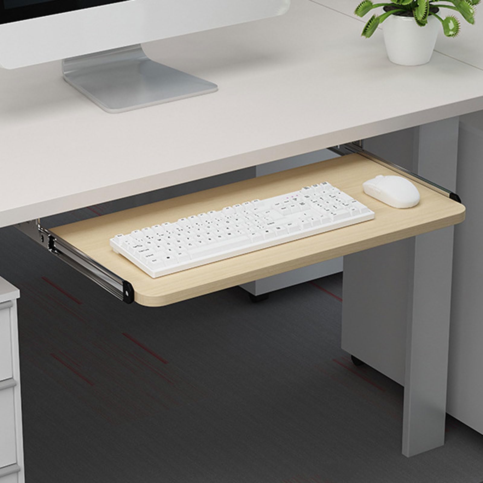 Verstellbare Untertisch-Tastaturablage, verschiebbare Tastatur- und Mausplattform, Computertastaturhalter, ergonomische Tastaturunterstützung, platzsparendes Schreibtischzubehör.