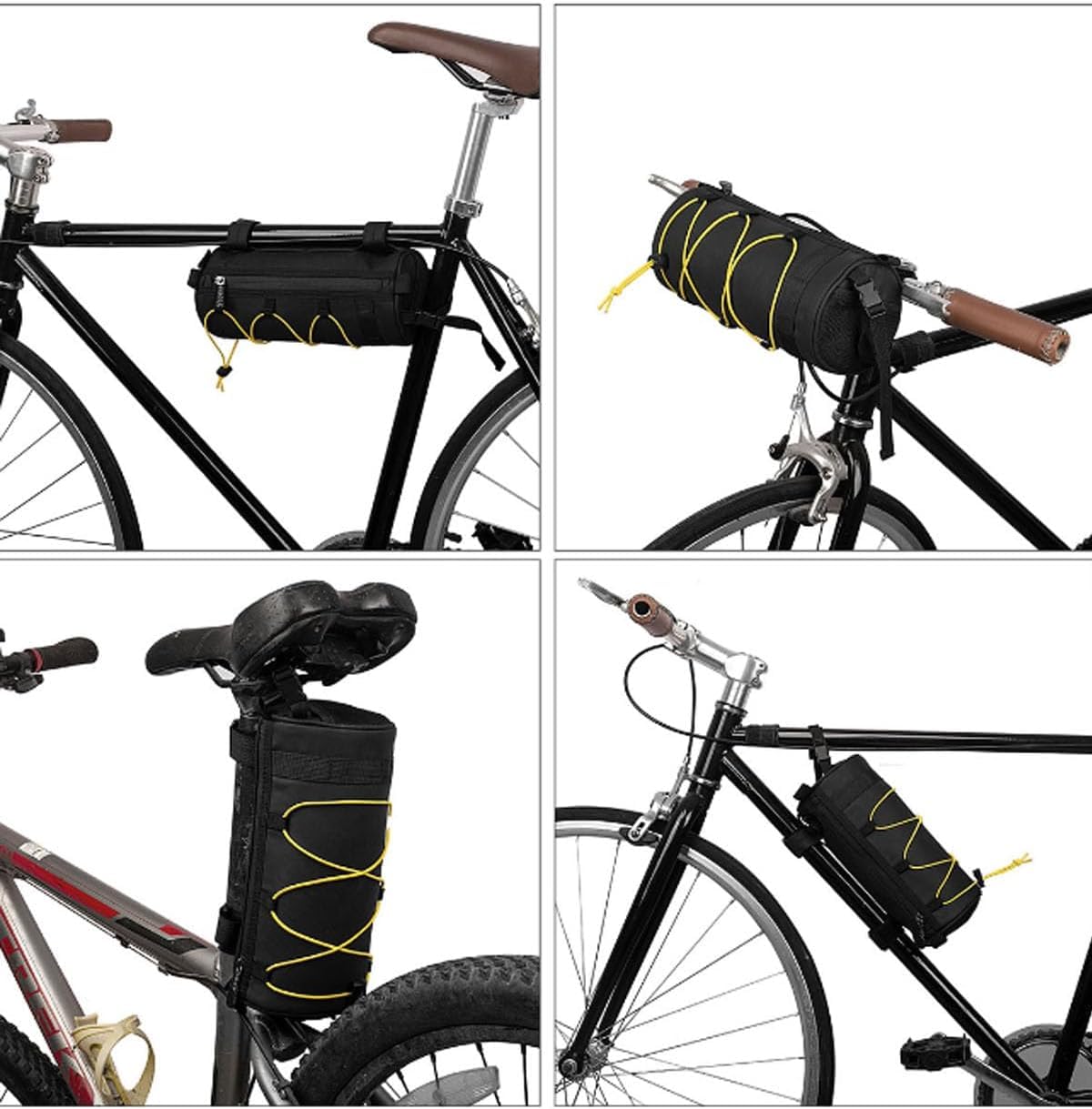 GNIYNIIN Bike Handlebar Bag - Small Bicycle Storage Pouch For Essentials (Black)
