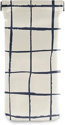 susiyo Black and White Plaid Glasses Case Portable Microfiber PU Leather Soft Sunglasses Bag Eyeglasses Pouch Holder Squeeze Top for Women Men