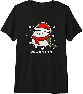 Shimaenaga Bird Christmas Santa hat Hokkaido Snow Fairy Premium Tri-Blend T-Shirt