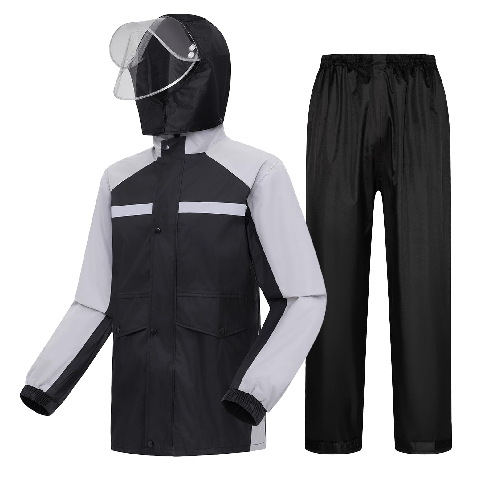 Vestes Imperméables pour Hommes, Combinaison de Pluie à Capuche Légère, Combinaison Imperméable de Moto, Veste et Pantalon Imperméables pour la Pêche, la Randonnée, le Cyclisme