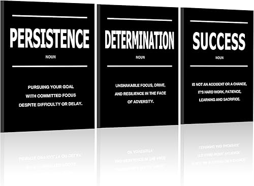 LMGOV Decoración motivacional de pared de oficina, arte de pared de éxito de 12 x 16 pulgadas para hombres, pintura en lienzo blanco y negro para