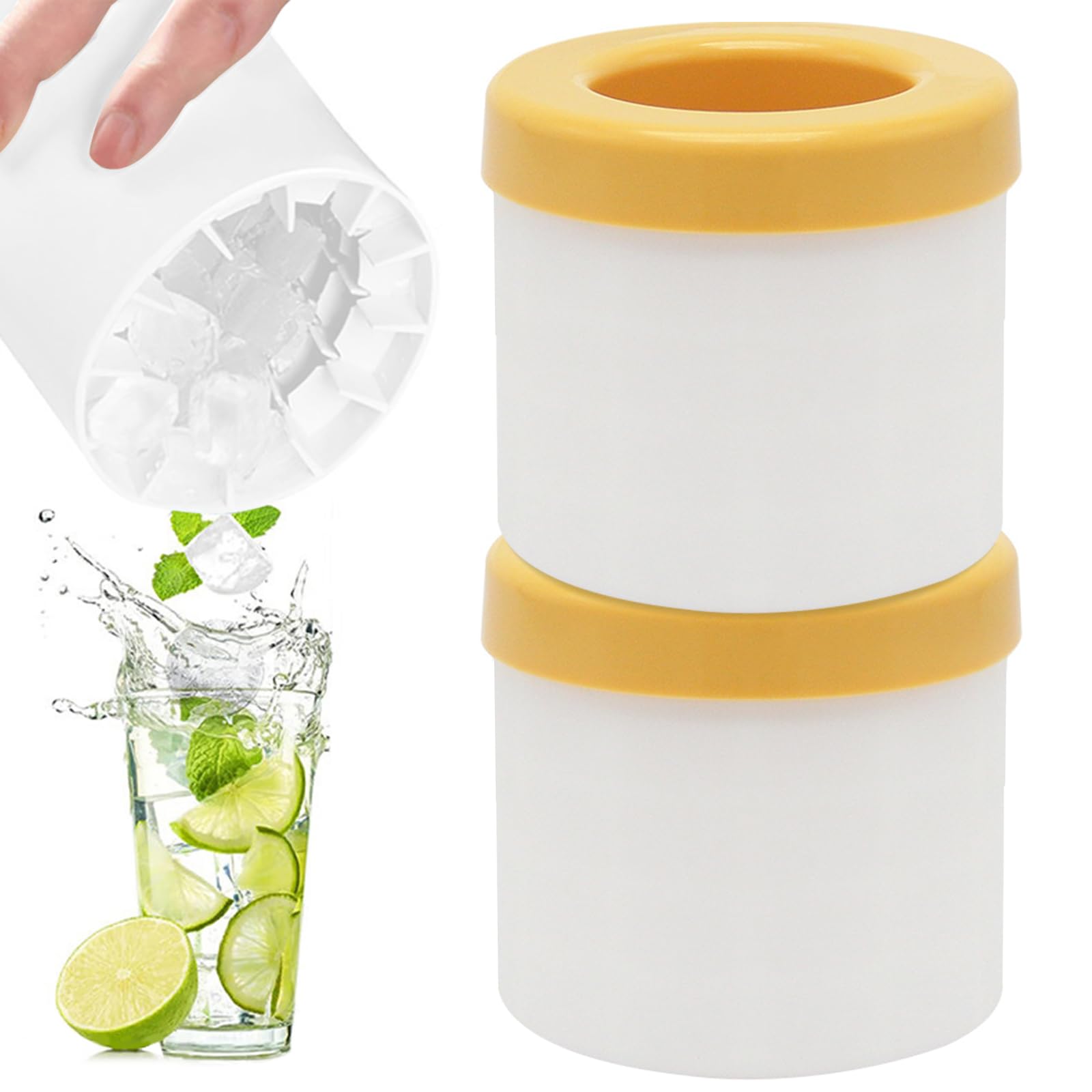 2 Stampini Ghiaccio Per Bottiglie - Con Coperchio In Silicone E Plastica