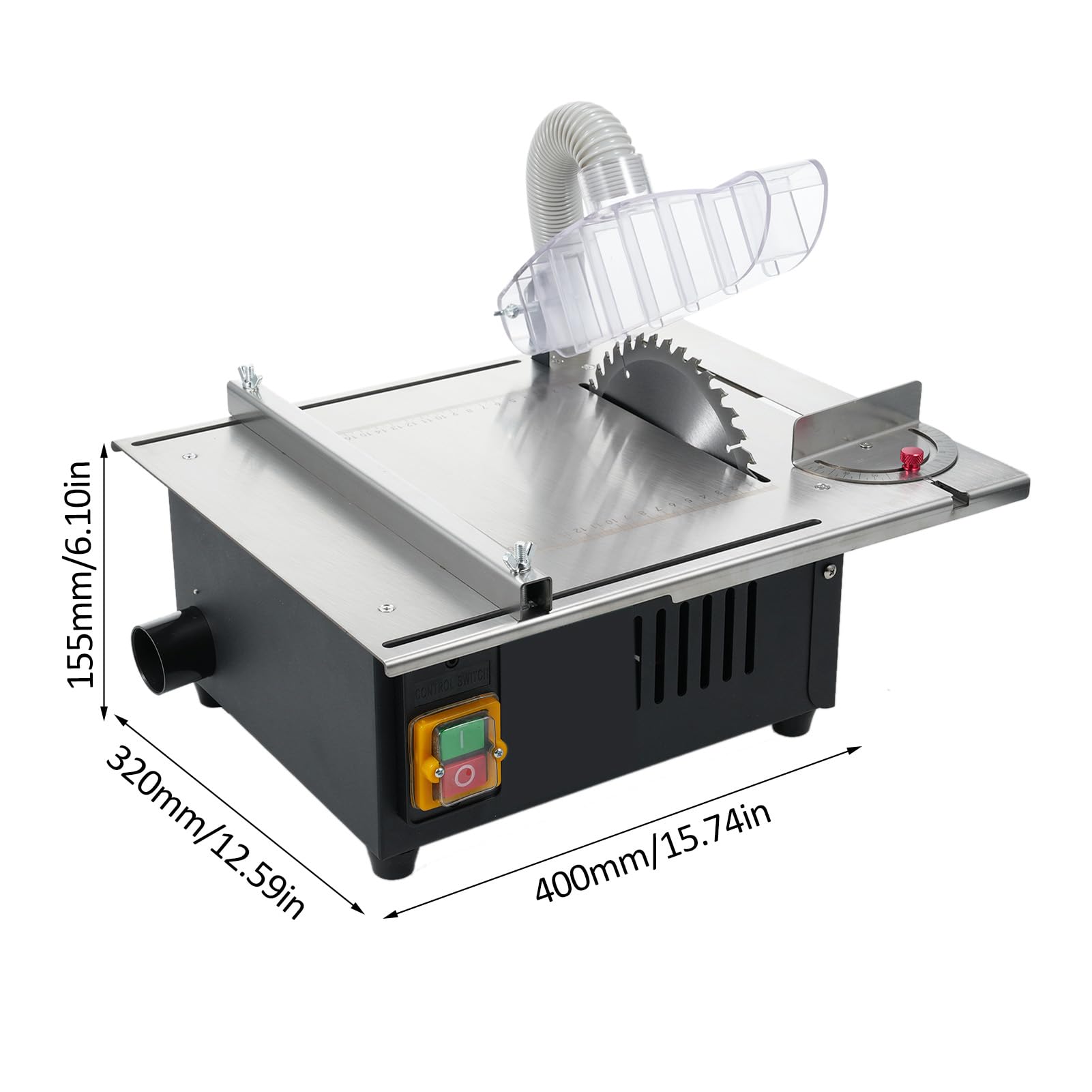Matybobe Piła Stołowa Gospodarstwa Domowego Maszyna do Cięcia Maszyna do Cięcia Hobby 1600W 5000RPM 180mm 55mm z osłoną ssącą Worek na Kurz Drewna Pcv (Wtyczka UE)