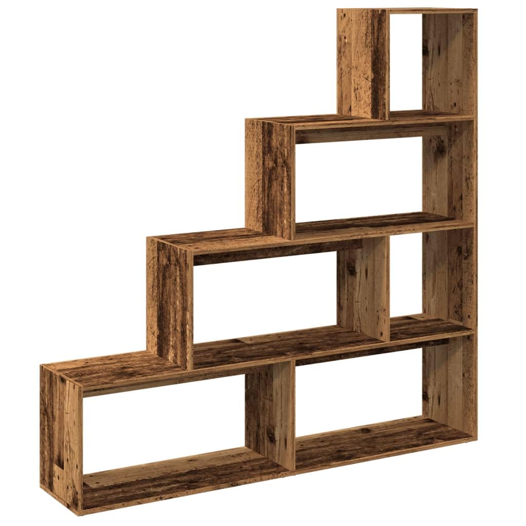 Generisch Raumteiler-Bücherregal 4 Stufen Altholz-Optik 143,5x29x143,5 cm,Möbel,Regalsysteme,Bücherregale Bücherschränke-858001