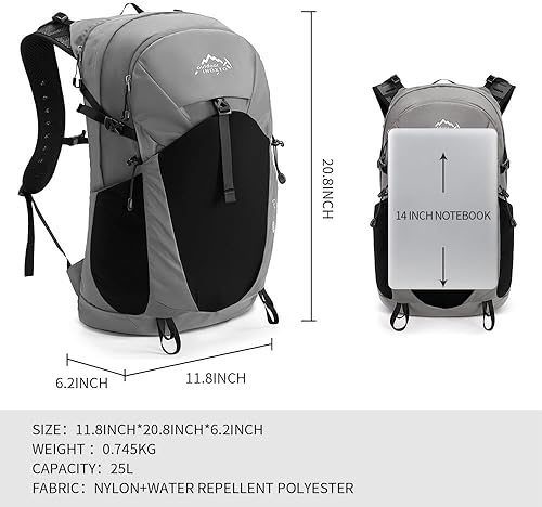 Miniatura 3 de IX INOXTO Mochila de hidratación para senderismo con bolsa de agua de 3 l para mujeres y hombres, mochila de agua de 25 litros para senderismo,