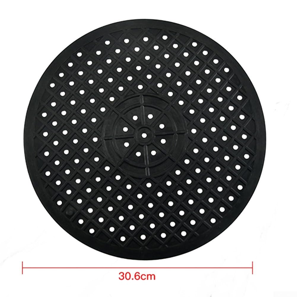 Tapete de goma antideslizante resistente al calor para fregadero de cocina, escurridor de platos de secado rápido y soporte para ollas, 30,6 cm de diámetro (negro redondo)