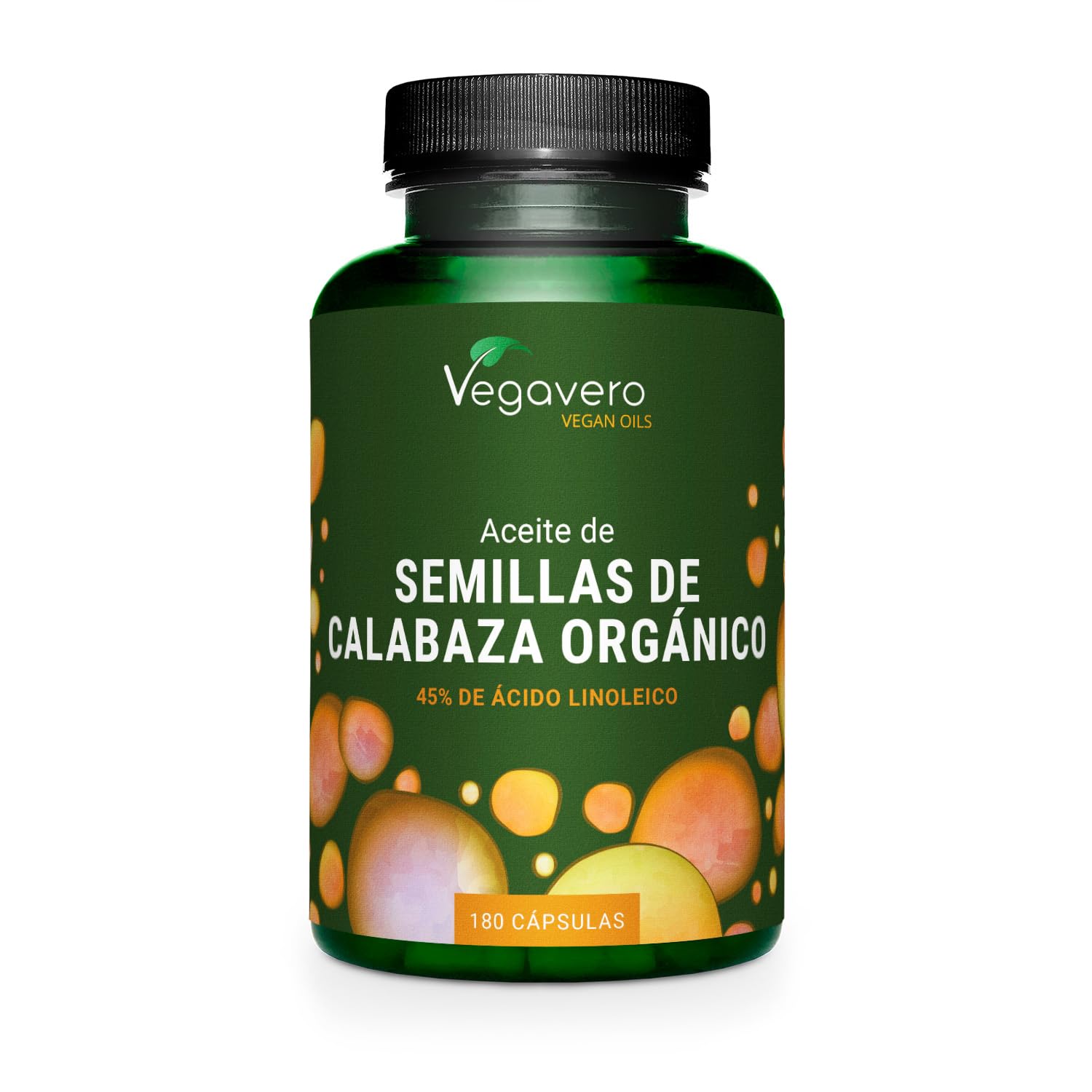 Pumpkin Seed Oil Vegavero | El Único Orgánico | Aceite Semillas Calabaza | 180 Cápsulas | Prensado En Frío | Sin Aditivos & Vegano | Incontinencia & Próstata | Sin Gelatina