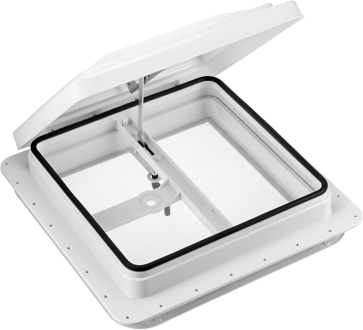 QWORK RV Roof Vent 14 x 14 Manual Trailer Vent Replacement, Leak-Resistant Frame Translucent Lid Fits 1-1/4 to 2-1/4 Inch Roof Openings