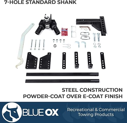 Miniatura 3 de Blue Ox BXW01350 TrackPro - Enganche de distribución de peso, peso de lengüeta de 1300 libras, vástago de 7 agujeros para receptores de 2 pulgadas,