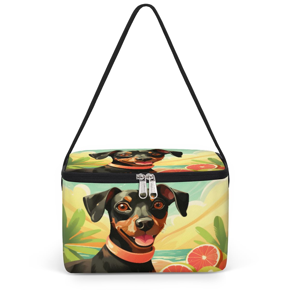 GzLeyigou Miniature Pinscher Lunch Bags for Women Men 9 Cans, Hot & Cold Food Delivery Bag Insulated Grocery Bag Insulated Lunch Box Animal Dog Cooler Bag for Office Work Picnic Beach